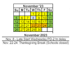 District School Academic Calendar for Ossian Elementary for November 2023