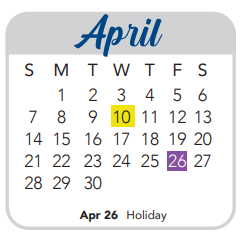 District School Academic Calendar for Clark High School for April 2024