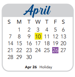 District School Academic Calendar for Nisd Intervention for April 2024