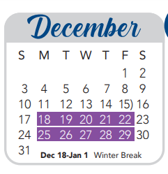 District School Academic Calendar for Neff Middle School for December 2023