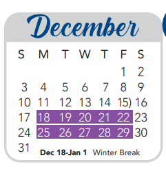 District School Academic Calendar for Clark High School for December 2023