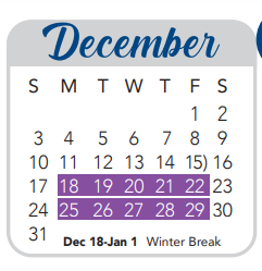 District School Academic Calendar for Cable Elementary School for December 2023