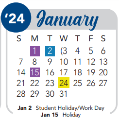 District School Academic Calendar for Carlos Coon Elementary School for January 2024