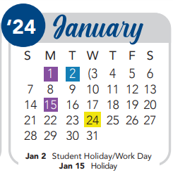 District School Academic Calendar for Clark High School for January 2024