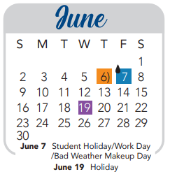 District School Academic Calendar for Driggers Elementary School for June 2024