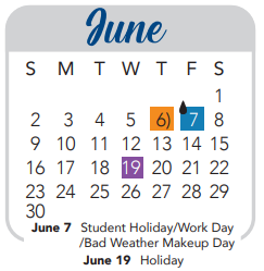 District School Academic Calendar for O'connor High School for June 2024