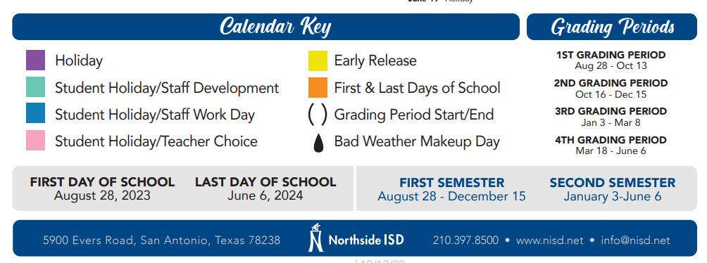 District School Academic Calendar Key for Driggers Elementary School