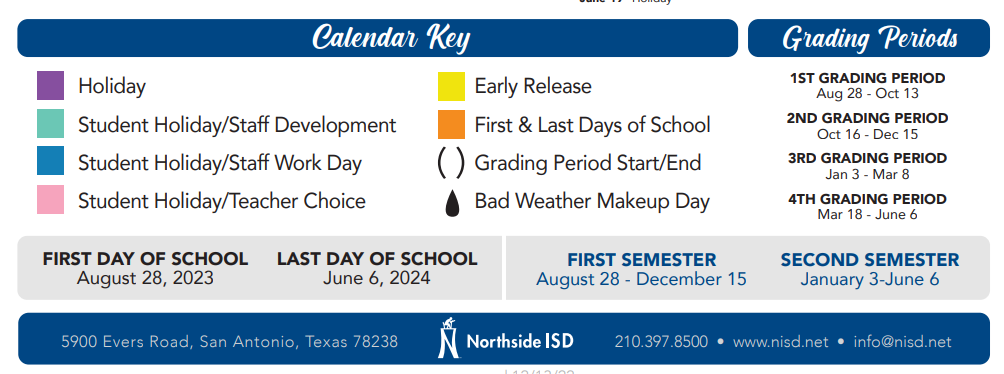 District School Academic Calendar Key for Ross Middle School