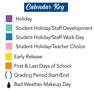 District School Academic Calendar Legend for Clark High School