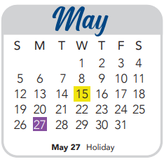 District School Academic Calendar for Taft High School for May 2024
