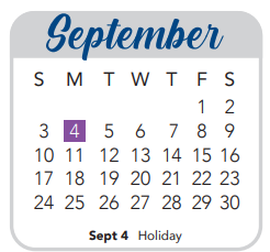 District School Academic Calendar for Holmgreen Center for September 2023