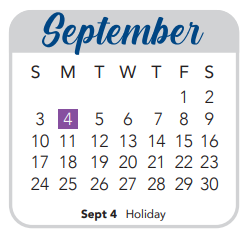 District School Academic Calendar for Homebound for September 2023