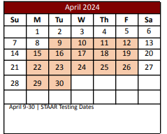 District School Academic Calendar for Lakeview Elementary for April 2024