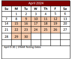 District School Academic Calendar for Haslet Elementary for April 2024