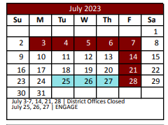 District School Academic Calendar for Seven Hills Elementary for July 2023