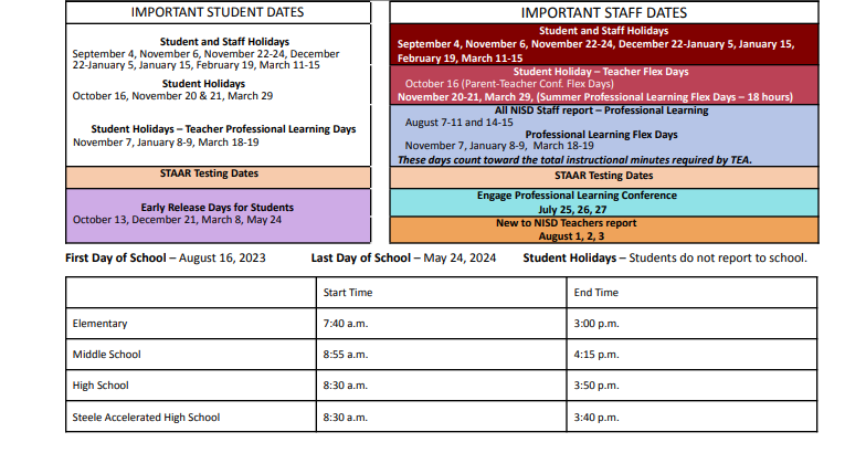 District School Academic Calendar Key for Roanoke Elementary