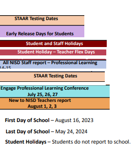 District School Academic Calendar Legend for J Lyndal Hughes Elementary