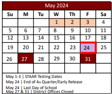 District School Academic Calendar for Sonny & Allegra Nance Elementary for May 2024