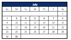 District School Academic Calendar for Maple Creek Middle Sch for July 2023