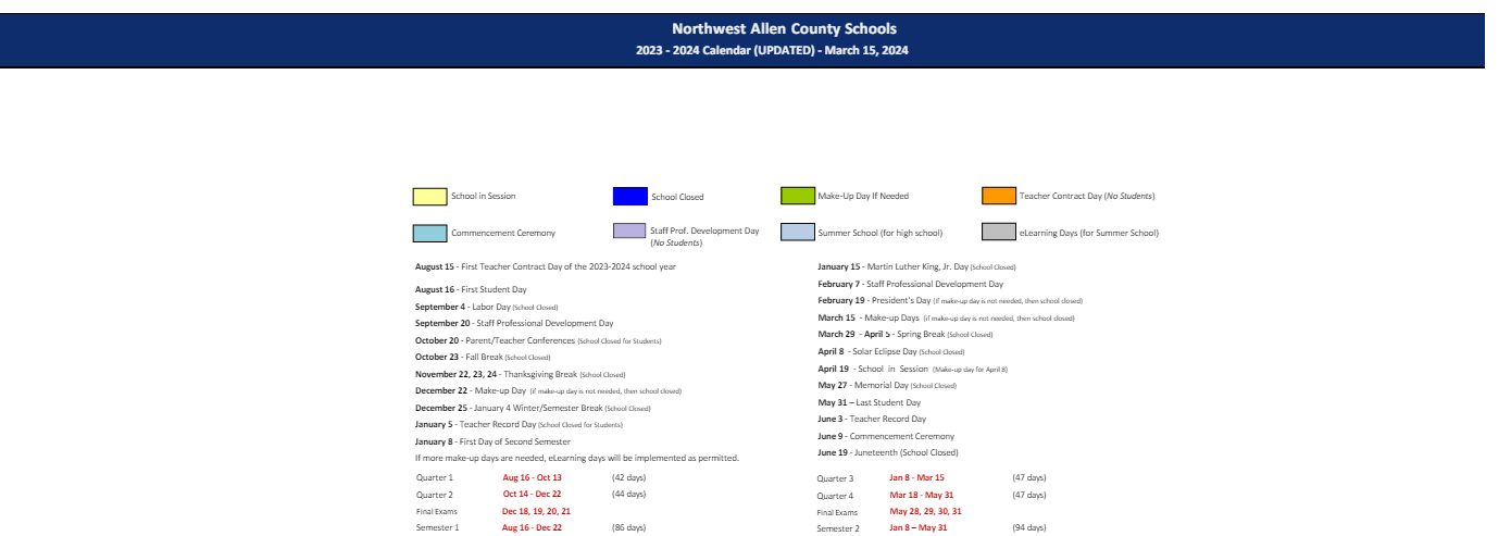 District School Academic Calendar Key for Maple Creek Middle Sch