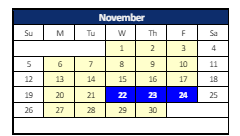 District School Academic Calendar for Maple Creek Middle Sch for November 2023