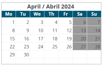 District School Academic Calendar for Putnam Heights Elementary School for April 2024