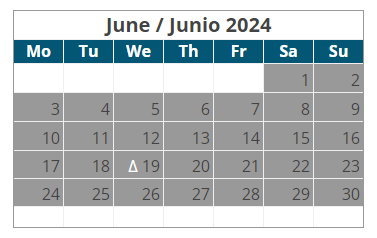 District School Academic Calendar for Harding Charter Preparatory HS for June 2024
