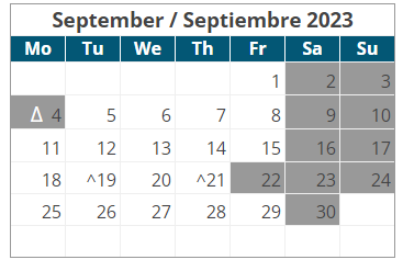 District School Academic Calendar for Putnam Heights Elementary School for September 2023