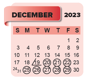 District School Academic Calendar for Ravenwood Elementary for December 2023