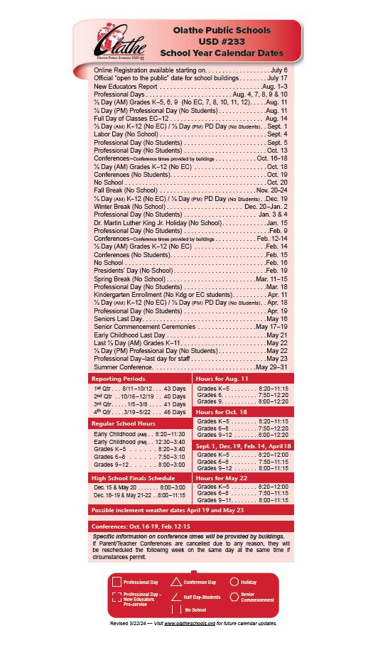 District School Academic Calendar Key for Ravenwood Elementary