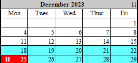 District School Academic Calendar for Kenwood Station Elementary School for December 2023
