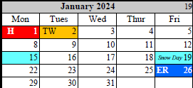 District School Academic Calendar for Kenwood Station Elementary School for January 2024