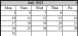 District School Academic Calendar for Kenwood Station Elementary School for July 2023