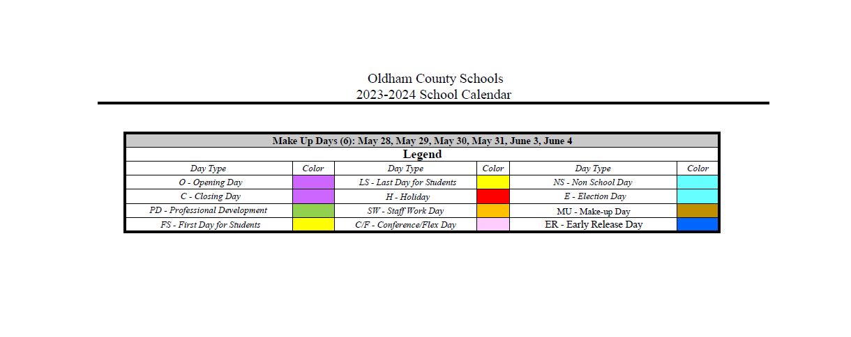 District School Academic Calendar Key for Kenwood Station Elementary School
