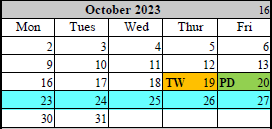 District School Academic Calendar for Kenwood Station Elementary School for October 2023