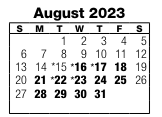 District School Academic Calendar for Blackburn Senior High Program for August 2023