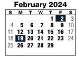 District School Academic Calendar for Blackburn Senior High Program for February 2024
