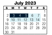 District School Academic Calendar for Blackburn Senior High Program for July 2023