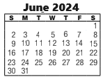 District School Academic Calendar for Blackburn Senior High Program for June 2024
