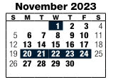 District School Academic Calendar for Blackburn Senior High Program for November 2023