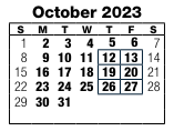 District School Academic Calendar for Blackburn Senior High Program for October 2023