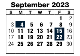 District School Academic Calendar for Blackburn Senior High Program for September 2023