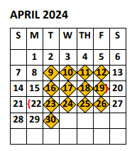 District School Academic Calendar for Doedyns Elementary for April 2024