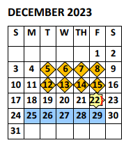 District School Academic Calendar for Arnold Elementary for December 2023