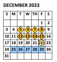 District School Academic Calendar for Doedyns Elementary for December 2023