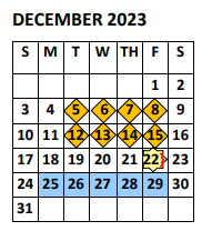 District School Academic Calendar for Lyndon B Johnson Junior High for December 2023