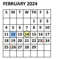 District School Academic Calendar for Garza Pena Elementary for February 2024