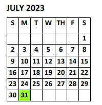 District School Academic Calendar for Buckner Elementary for July 2023