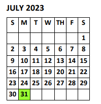 District School Academic Calendar for Geraldine Palmer Elementary for July 2023