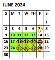 District School Academic Calendar for Doedyns Elementary for June 2024